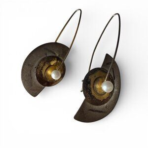 VTG Brutalist L&H Sterling silver 925 dangle Earrings Lewis & Heubner Modernist